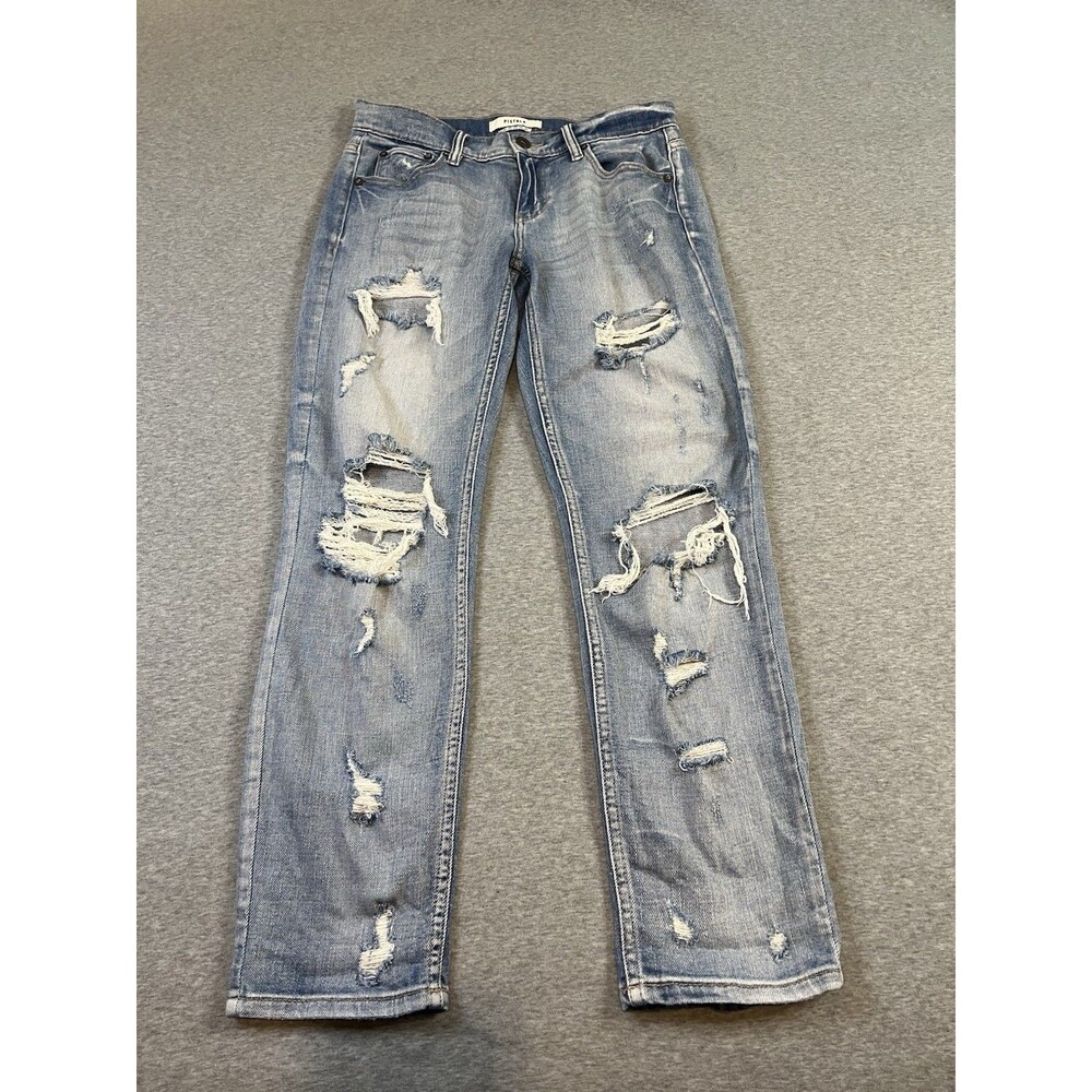 Pistola Women's Distressed Straight Leg Jeans Size 25 Light Wash Denim 25x26